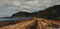 Ruth Cole, Cornwallis Beach, oil on jute
