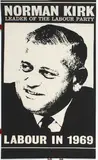 Four New Zealand Posters, including: Norman Kirk (1969) & Gretchen Albrecht 1974 Exhibition Invite, screenprinted posters