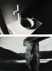 Interior, Waireia Church, Lower Waihou, Hokianga Harbour and Christ at Whangape Harbour by Robin Morrison, vintage gelatin silver prints, two panels, sold May 2010