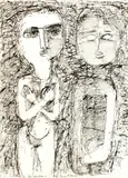 Ralph Hotere, Woman, ink on paper