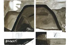 Ralph Hotere, Raumati, ink and wash on paper, diptych