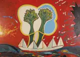 Pacific Hope Vessel by Pat Hanly, oil and enamel on board, offered Mar 2010