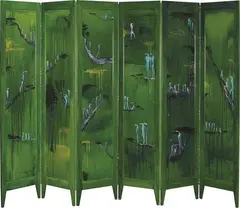 Primeval Screen by Bill Hammond, acrylic on folding screen, six parts, offered Mar 2010