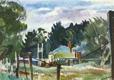 Norman Wooding, On the Outskirts of Christchurch, watercolour