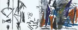 Omaha Beach No. 13 by John Reynolds, oilstick on canvasboard, diptych, sold Dec 2009