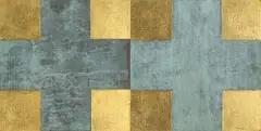 Stephen Bambury, Through the Force of Necessity, chemical action and 23 carat gold on two brass panels