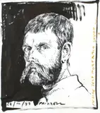 Dick Frizzell, Inside Self Portrait Study, ink on paper