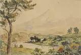 Bernard Aris, Mount Egmont, Vale of Waiwhakaiho, watercolour