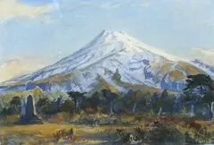 Bernard Aris, Mount Taranaki, watercolour