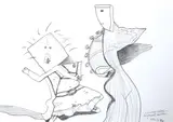 Pat Hanly, Screaming Child - Confused Mother, graphite on paper