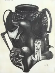 Bill Hammond, Tattoo Jar, graphite on paper