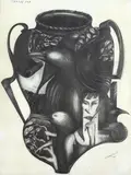 Bill Hammond, Tattoo Jar, graphite on paper