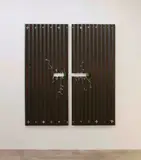Green by Ralph Hotere, lacquer on corrugated iron with cast pewter mountings, offered Nov 2009