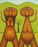 Adam and Eve by Michael Illingworth, oil on jute, sold Nov 2009