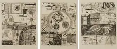 John Pule, Pulenoa, lithographs, triptych, 5/8