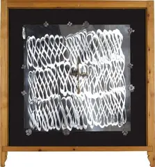 Pakiri by Ralph Hotere, burnished and blow torched steel, lead head nails and Colonial window frame, offered Nov 2009