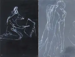 Untitled No. 2 by Séraphine Pick, oil on canvasboard, diptych, sold Nov 2009