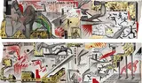 Bill Hammond, Yamaha RX 9: Used, acrylic on wallpaper, two panels