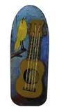 Big Ukulele by Dick Frizzell, oil on skateboard deck, sold Nov 2009