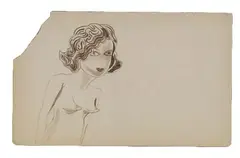 Sam Mitchell, Untitled - Portrait, ink and wash on paper