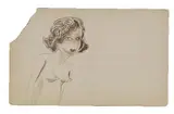 Sam Mitchell, Untitled - Portrait, ink and wash on paper
