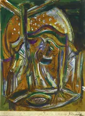 Phillip Clairmont, Study of a Mirror (in a room), mixed media on paper