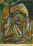 Phillip Clairmont, Study of a Mirror (in a room), mixed media on paper