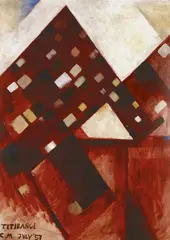 Red Titirangi by Colin McCahon, oil on cardboard, offered Jul 2009
