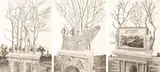 William Dunning, Antipodean Embranchment, charcoal and acrylic wash on paper, triptych