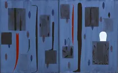 Chris Heaphy, Walking Aids, acrylic on canvas, diptych