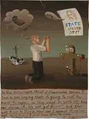 Sorry...  State Write Off! by Matthew Couper, enamel on tin, sold Jun 2009