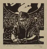 Adair Bruce, Hone, linocut on recycled paper, a/p