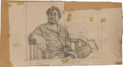 Murray Webb, Study of Hone Tuwhare, graphite on paper with collage