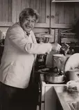 Dinnan, Hone at the Boil Up Pot, Jim Moriarty's Kitchen, Island Bay, Wellington, August 8, 1989, 1989, black and white photograph