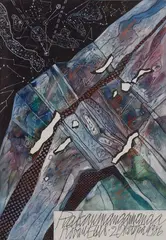Robert Ellis, Rakaumangamanga, mixed media and collage on paper
