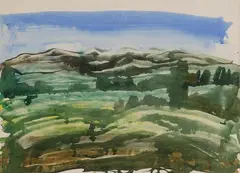 Michael Smither, Untitled - Landscape, watercolour
