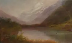 J. C Veitch, A View of Mount Cook from Lake Matheson, oil on board