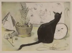 Graham Cornwell, The Black Cat, lithograph, 6/13