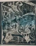 Philip Clairmont, Large Still Life with Objects, linocut, 7/15