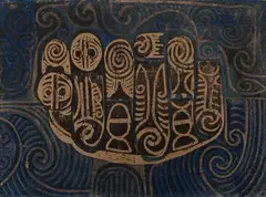 Untitled by Paratene Matchitt, burnished and incised steel on oil on rag paper, offered Apr 2009