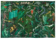 Bill Hammond, Flag, acrylic on unstretched canvas