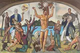 Nigel Brown, A Man Amongst Yer, oil on canvas, triptych