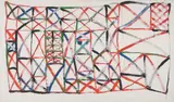 We Climbed off the 9 - 42 from Porirua.  I Thought I looked a Typical Commuter but...  He Recognised Me! (section of a critical essay written by the artist on Coleridge's Kubla Khan) by Allen Maddox, oil on cotton, offered Apr 2009