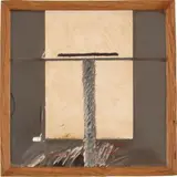 Nineteen Eighty Four by Ralph Hotere, acrylic and paper on burnished steel in original Roger Hickin frame, offered Apr 2009
