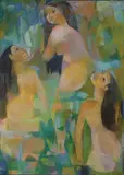 Louise Henderson, The Three Bathers, oil and pastel on canvas