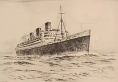 Bernard Aris, Made in Scotland (Queen Mary), etching