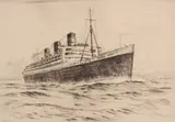 Bernard Aris, Made in Scotland (Queen Mary), etching