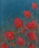 Lois McIvor, Pink Flowers, acrylic on board