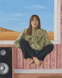 C. Mansfield, Untitled - Floating Lady, acrylic on board