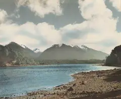 F. S Grauf, The Outlet, Lake Manapouri, hand-coloured photograph